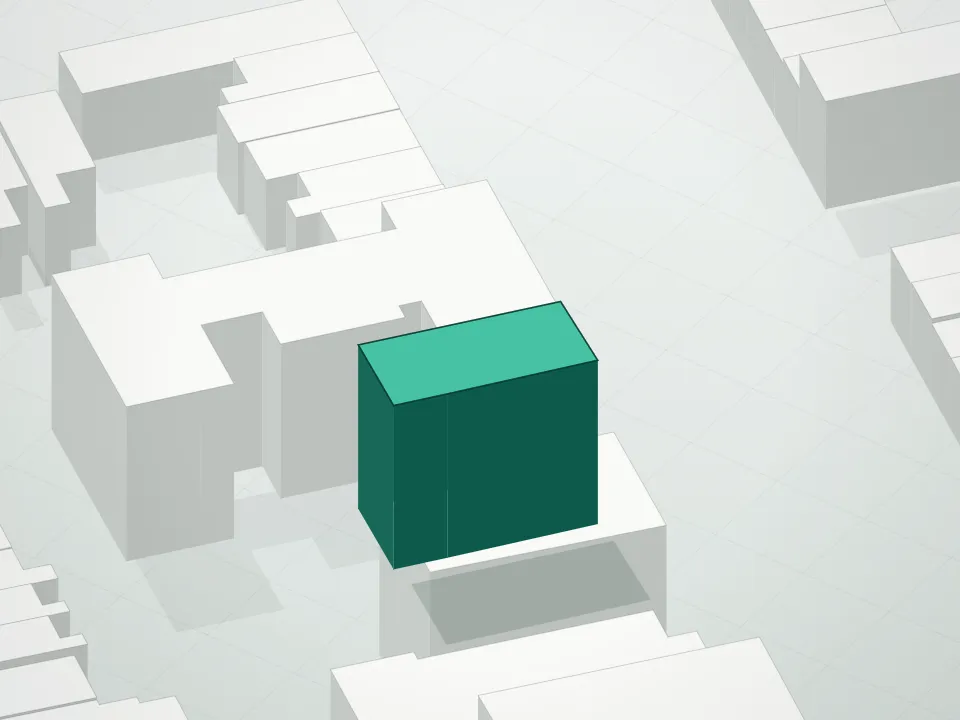 3D massing drawing of 952 Bushwick Avenue Condominium and neighboring buildings