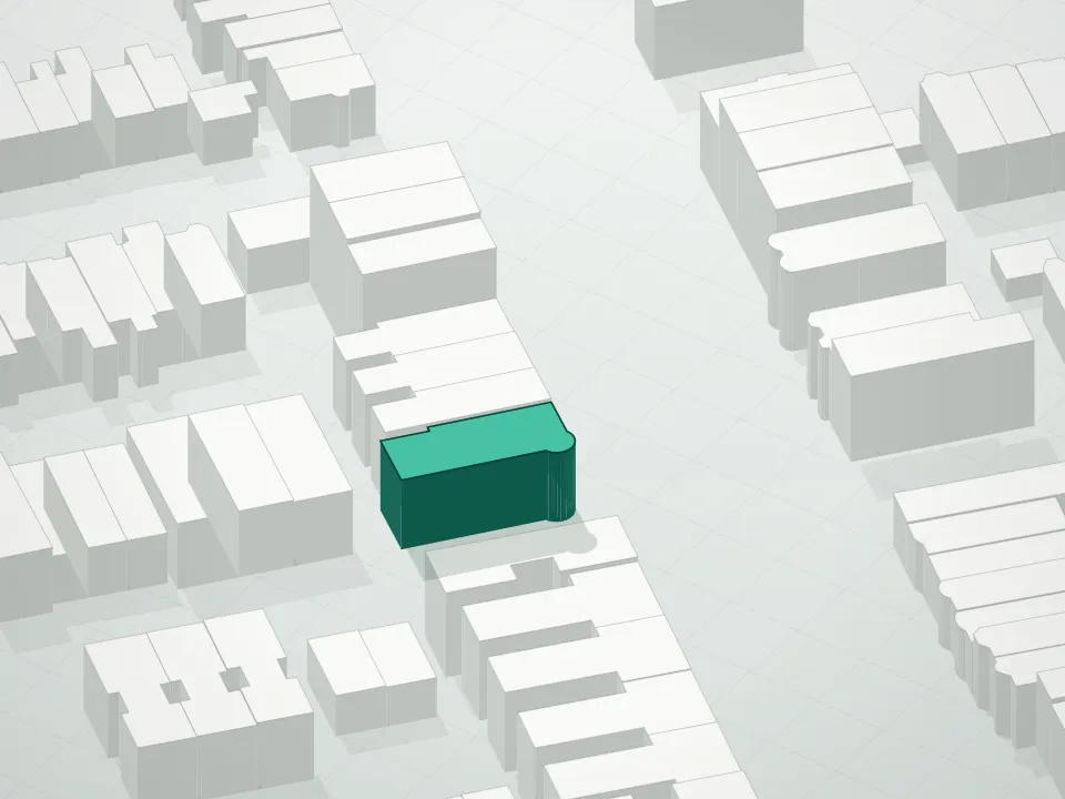 3D massing drawing of 1474 Bushwick Avenue Condominium and neighboring buildings