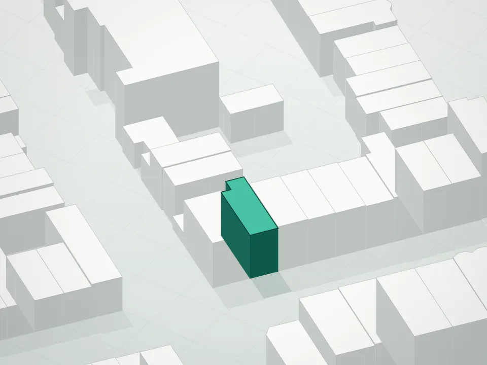 3D massing drawing of 460 7th Avenue Condominium and neighboring buildings