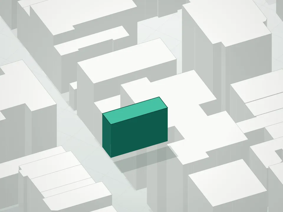 3D massing drawing of 323 East 53rd Street Condominium and neighboring buildings