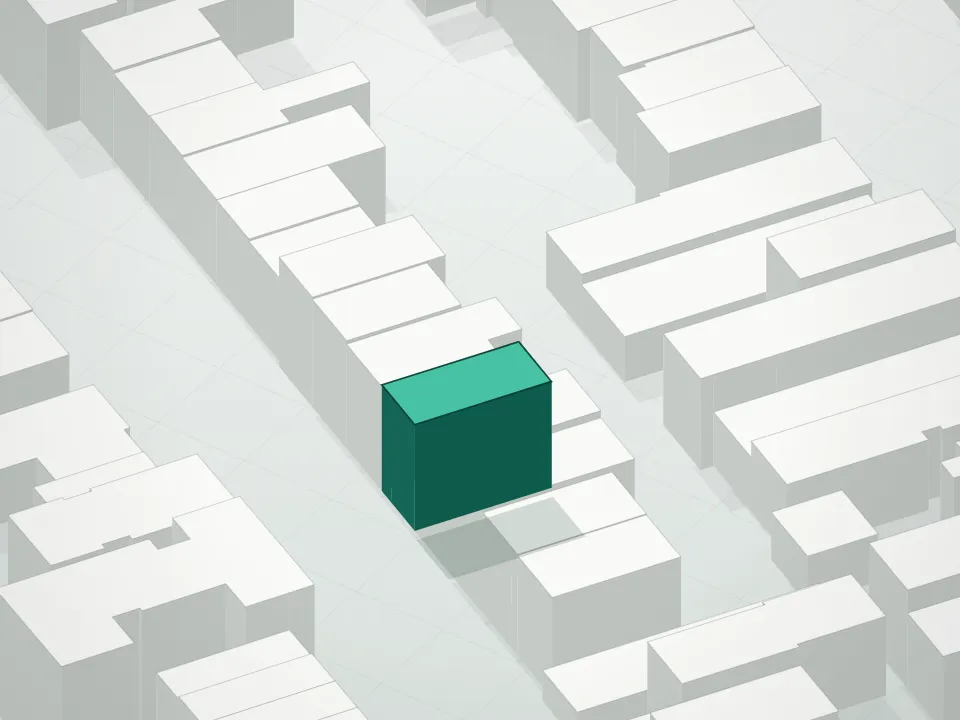 3D massing drawing of 41 Wyckoff Condominium and neighboring buildings
