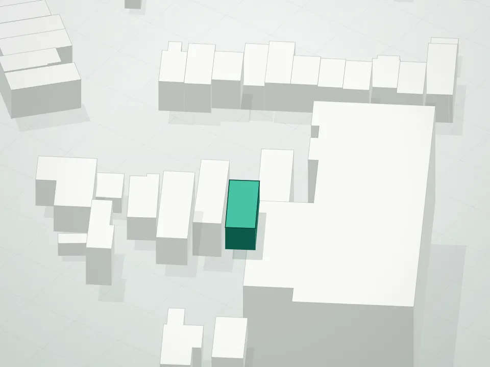 3D massing drawing of 217 Bay 49th Street Condominium and neighboring buildings