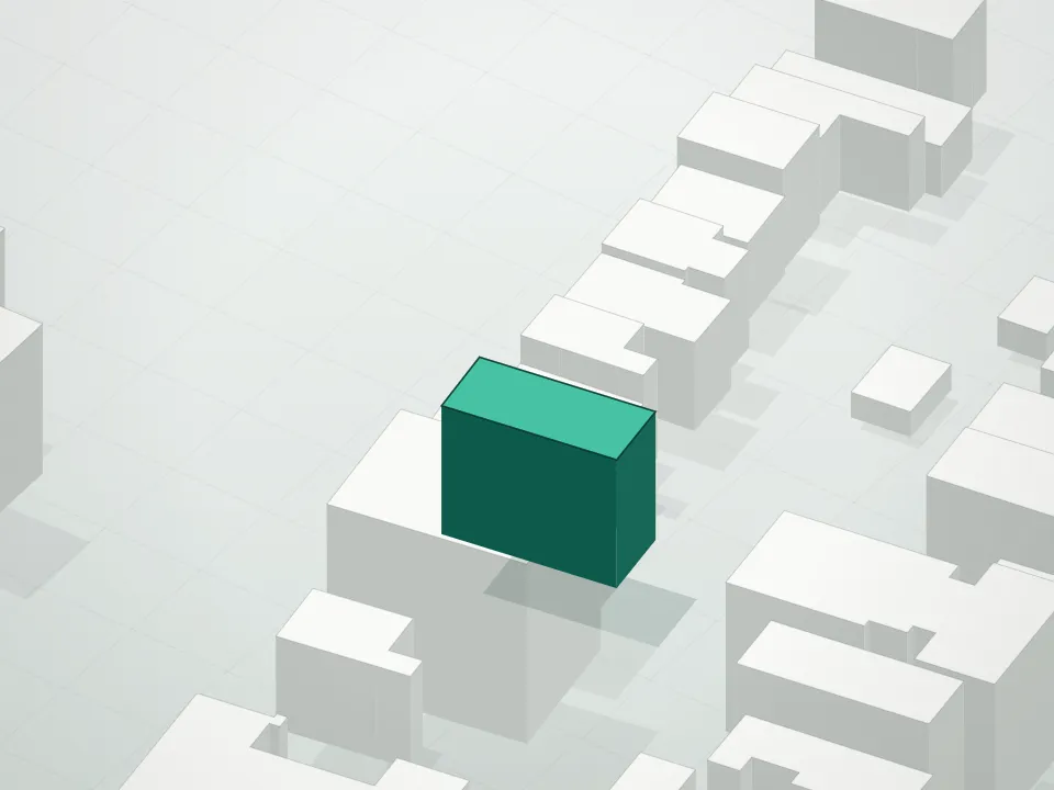 3D massing drawing of 85 Carlton Avenue Condominium and neighboring buildings