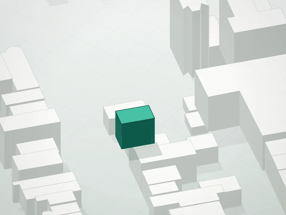 3D massing drawing of 193 22nd Street Condominium and neighboring buildings