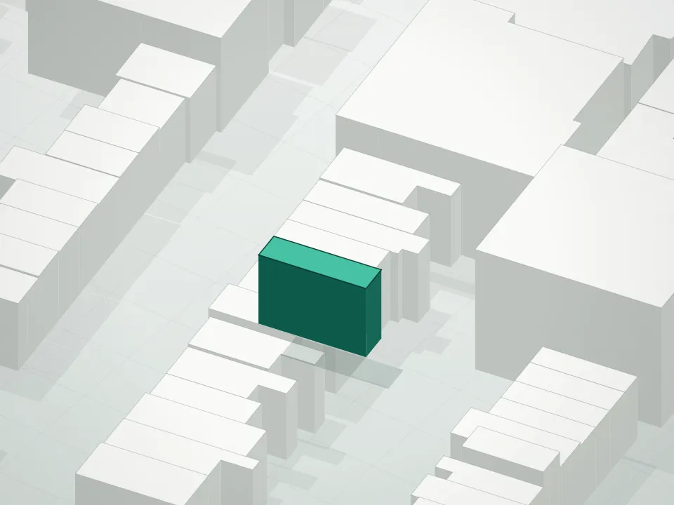 3D massing drawing of 181 Carlton Condominium and neighboring buildings