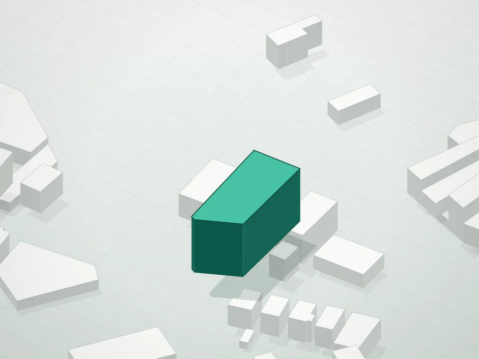 3D massing drawing of 11-16 Main Avenue Condominium and neighboring buildings