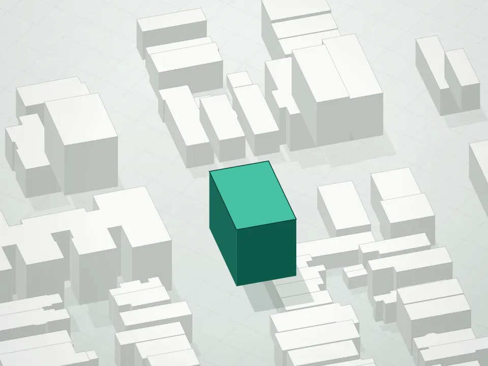 3D massing drawing of 4419 12th Avenue Condominium and neighboring buildings