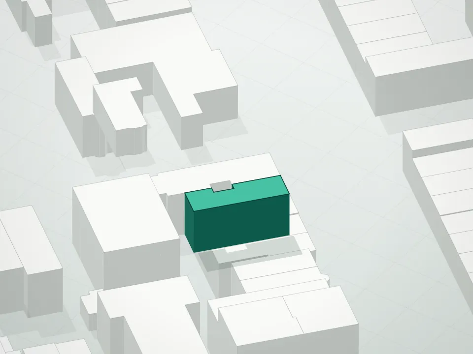 3D massing drawing of 184 St. Nicholas Avenue Condominium and neighboring buildings