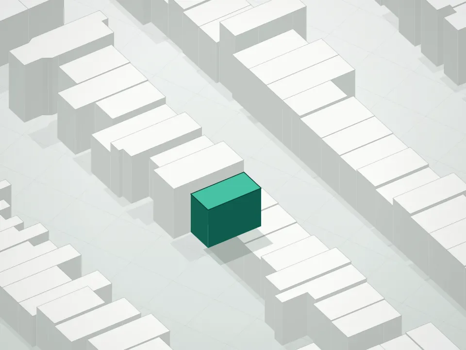 3D massing drawing of Francesca Condominium and neighboring buildings