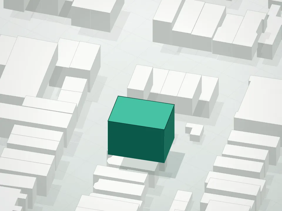 3D massing drawing of 37-13 103rd Street Condominium and neighboring buildings