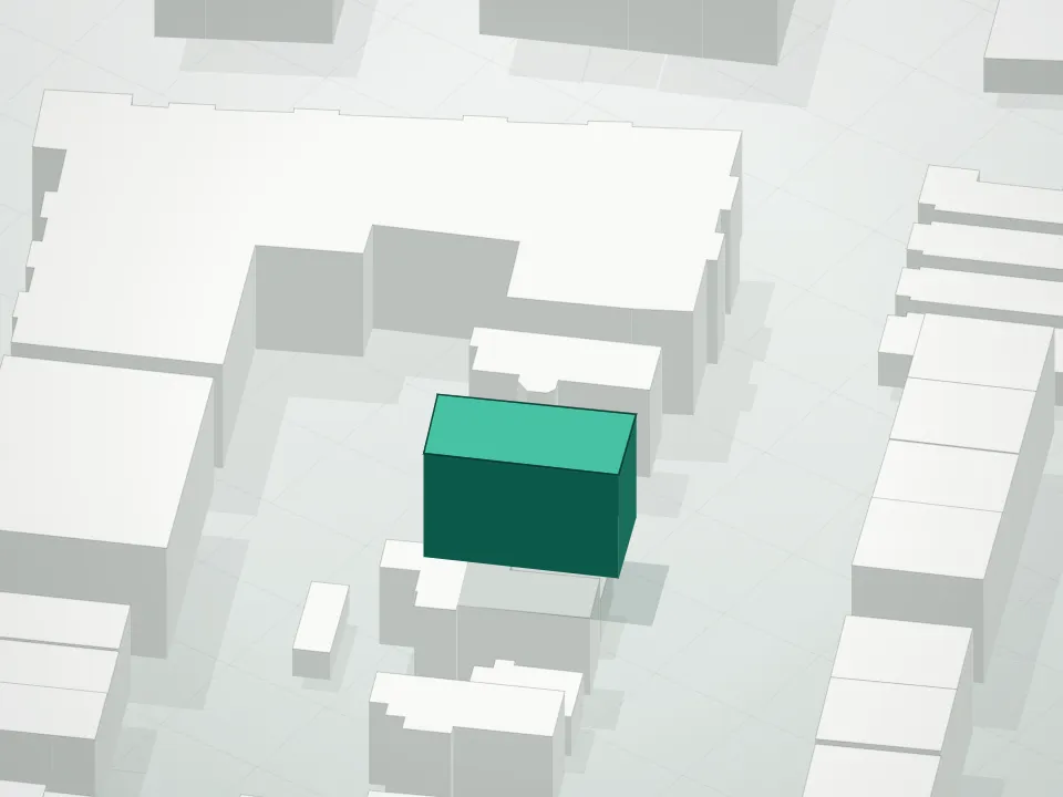 3D massing drawing of Surf House 2 Condominium and neighboring buildings
