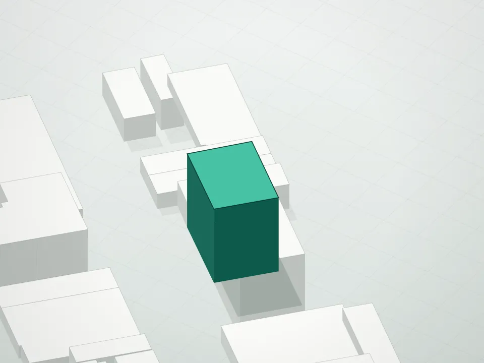 3D massing drawing of 825 39th Street Commercial Condominium and neighboring buildings