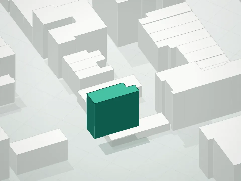 3D massing drawing of 553 West 182nd Street Condominium and neighboring buildings