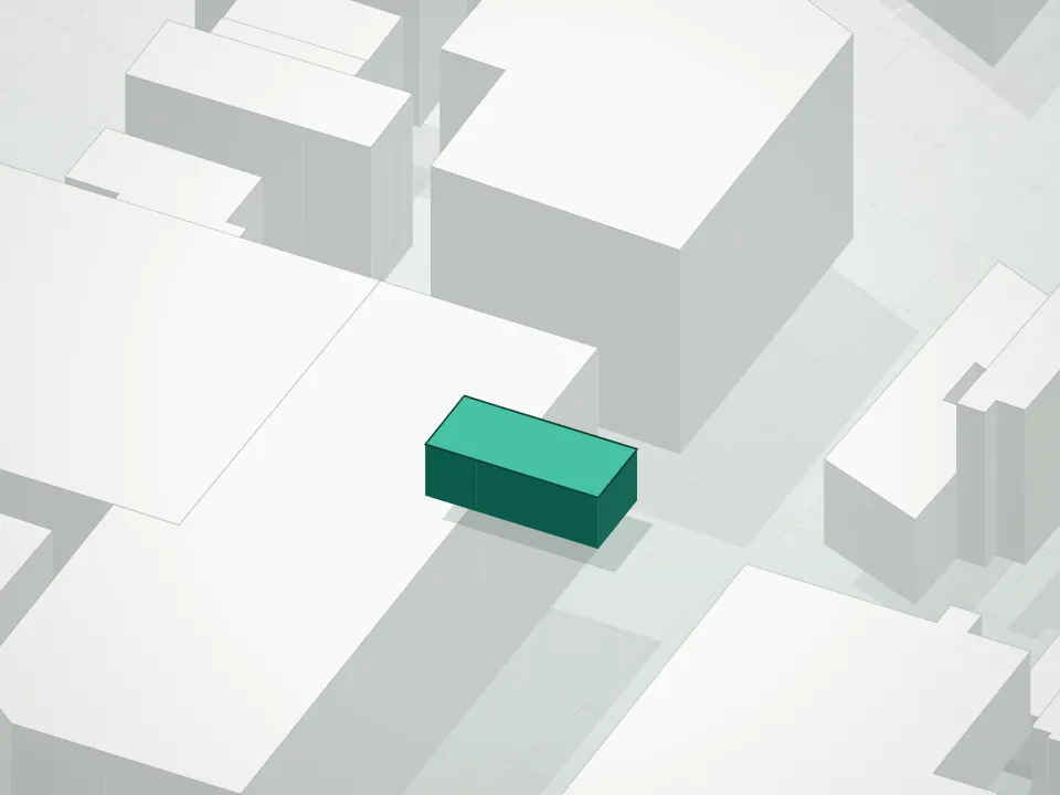 3D massing drawing of 508 Waverly Avenue Condominium and neighboring buildings