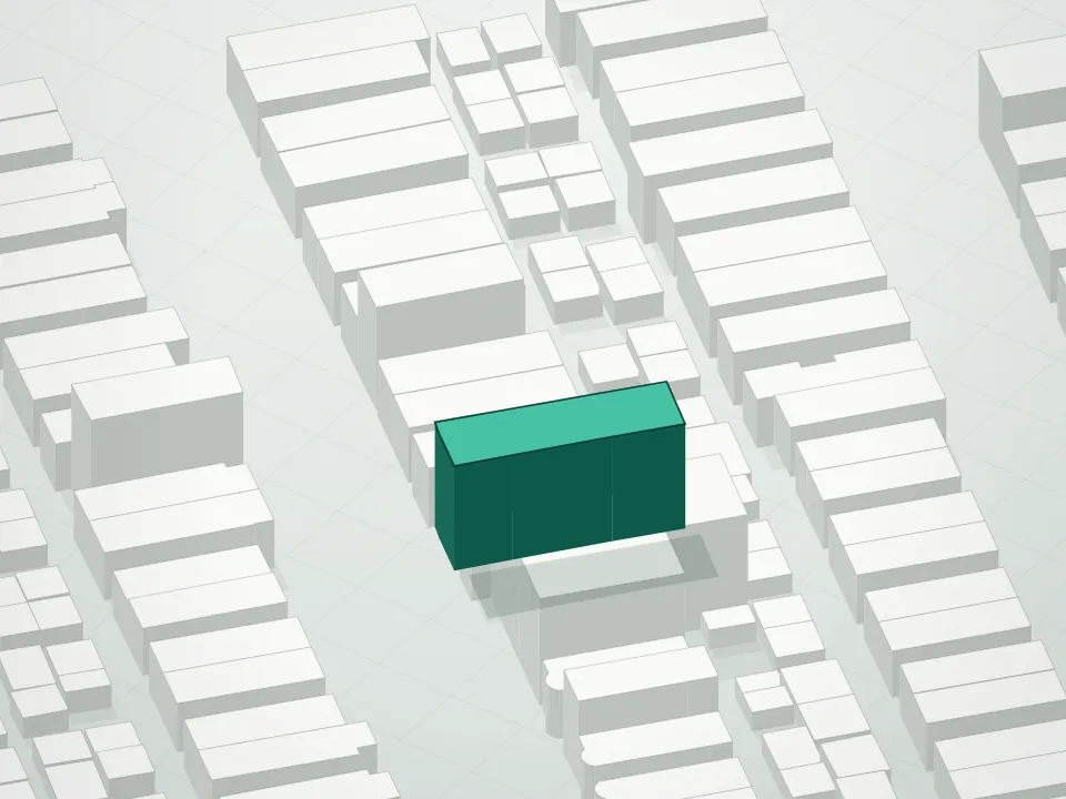 3D massing drawing of 82 Real Estate Condominium and neighboring buildings
