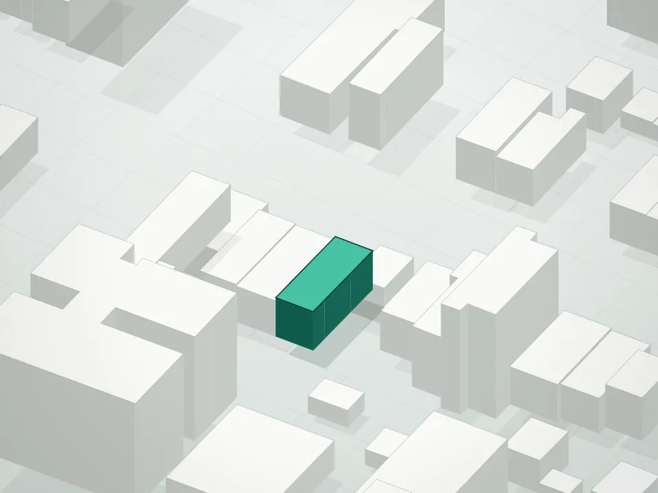 3D massing drawing of 460 East New York Avenue Condominium and neighboring buildings