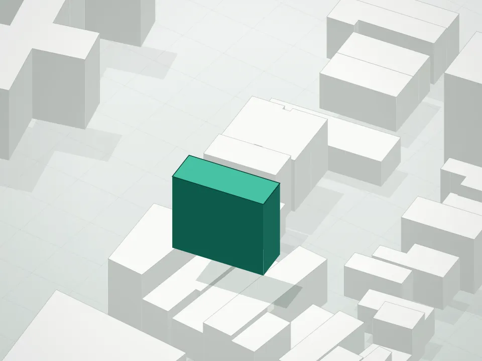 3D massing drawing of 137 Carlton Avenue Condominium and neighboring buildings