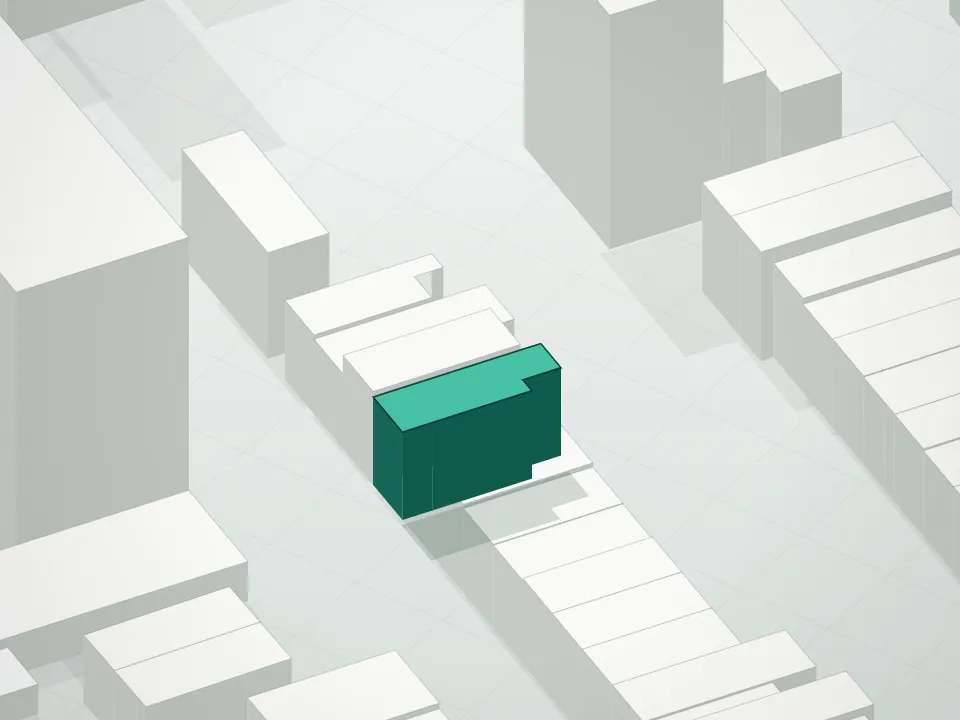 3D massing drawing of 83 Saint Marks Place Condominium and neighboring buildings