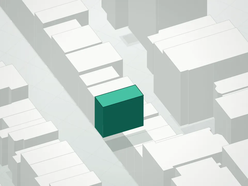 3D massing drawing of 327 West 22nd Street Condominium and neighboring buildings