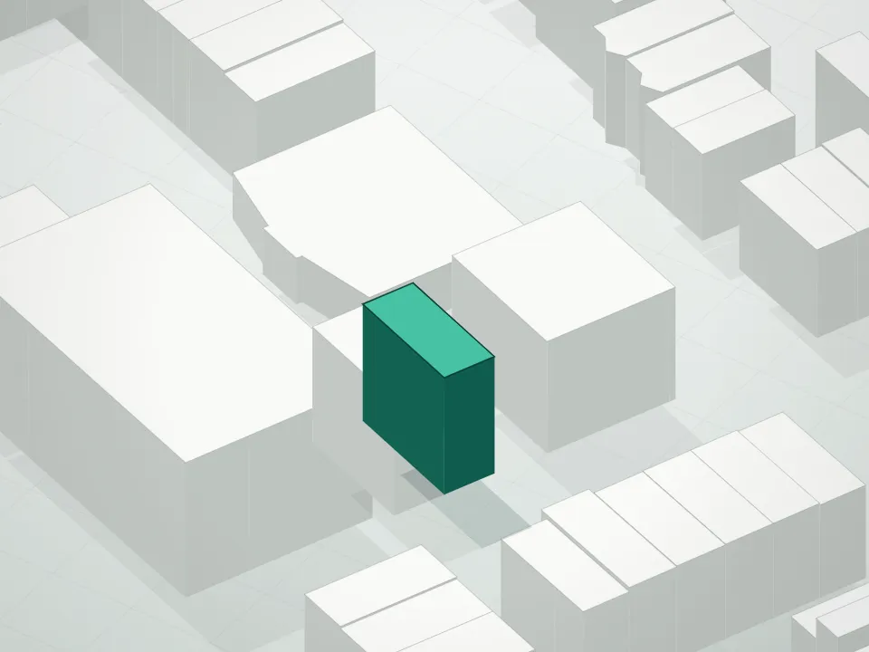 3D massing drawing of 446 Clinton Street Condominium and neighboring buildings