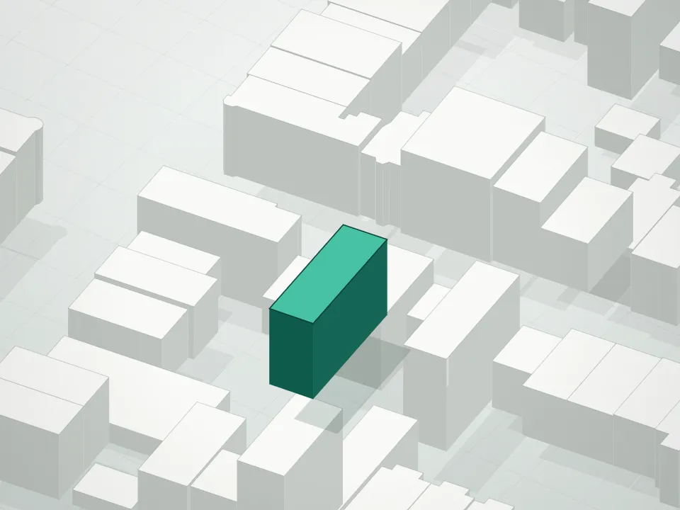3D massing drawing of 78 Eagle Street Condominium and neighboring buildings