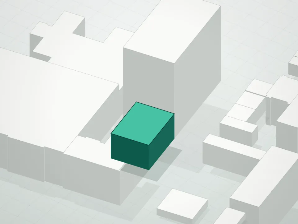 3D massing drawing of 146 Northern Condominium and neighboring buildings