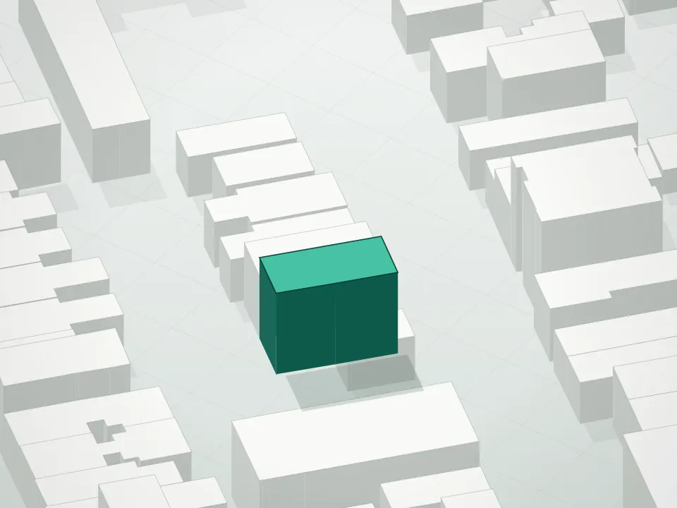 3D massing drawing of 756 40th Street Condominium and neighboring buildings