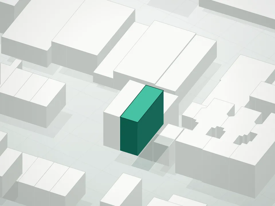 3D massing drawing of 95 Quincy Street Condominium and neighboring buildings