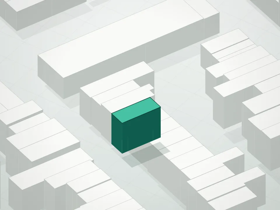 3D massing drawing of 103 President Street Condominium and neighboring buildings