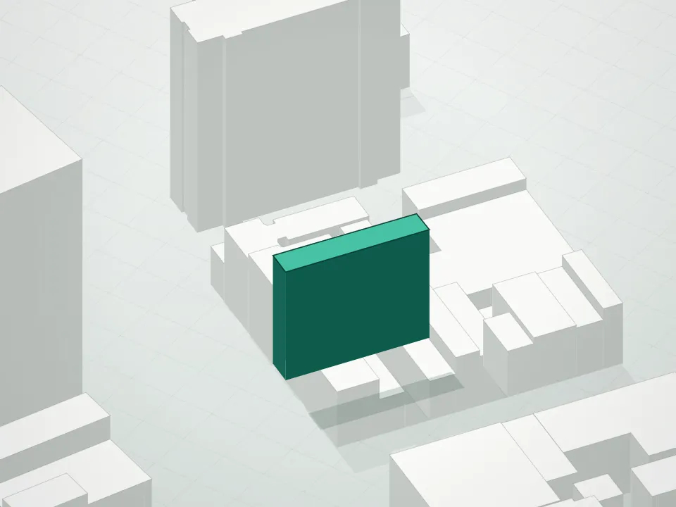 3D massing drawing of Acacia 118 Condominium and neighboring buildings