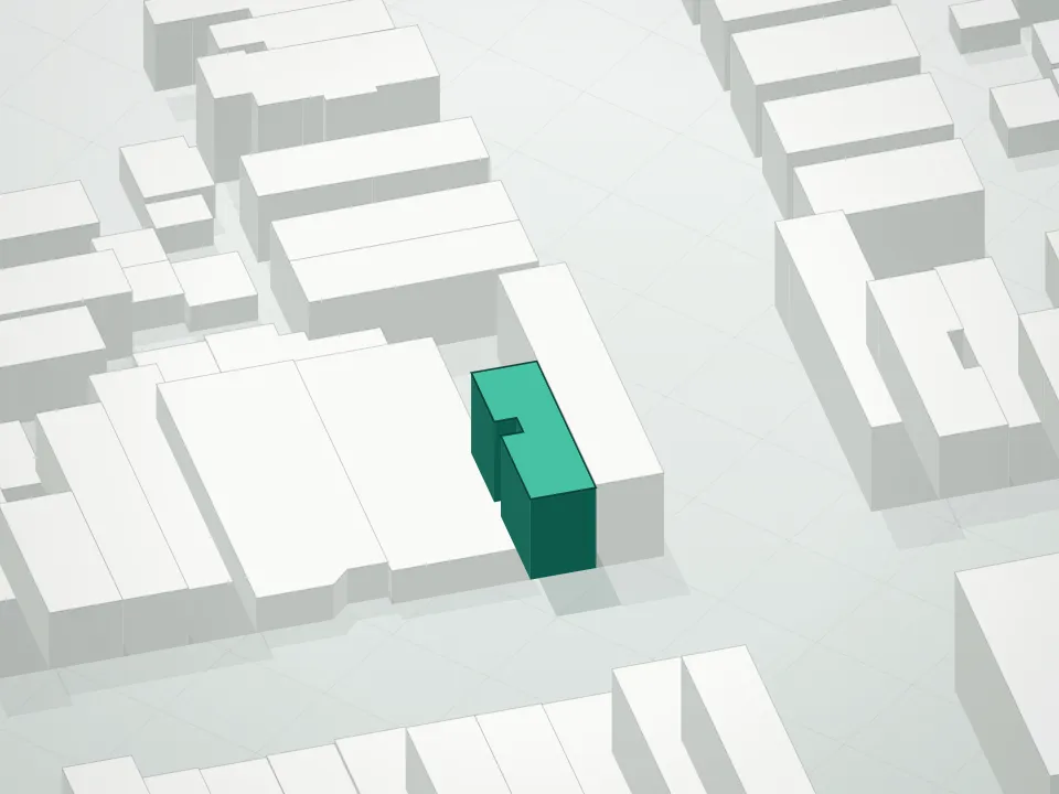 3D massing drawing of 4529 18th Avenue Condominium and neighboring buildings