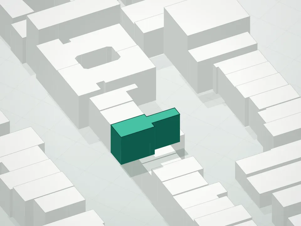 3D massing drawing of 27 Wyckoff Condominium and neighboring buildings
