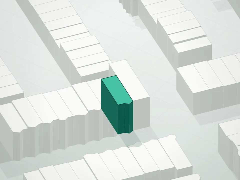 3D massing drawing of 340 6th Avenue Condominium and neighboring buildings