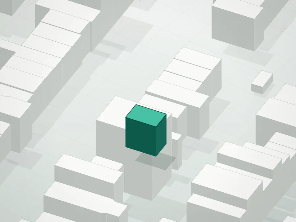 3D massing drawing of 945 Bedford Avenue Condominium and neighboring buildings