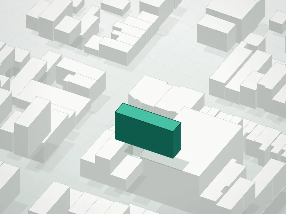 3D massing drawing of 250 Manhattan Avenue Condominium and neighboring buildings
