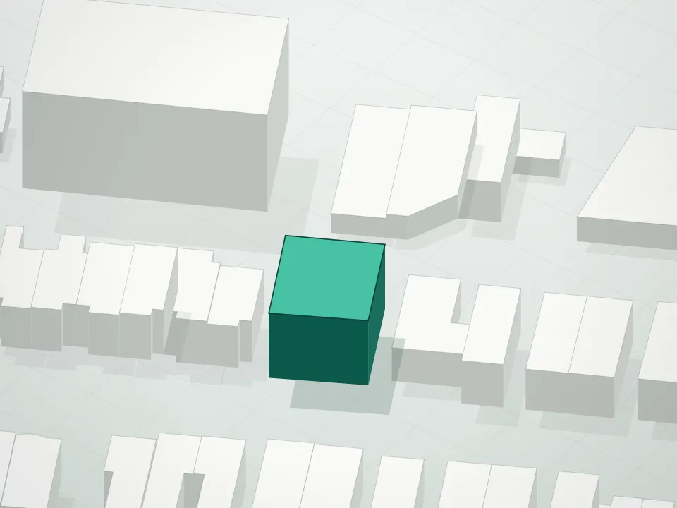 3D massing drawing of 182 Minna Street Condominium and neighboring buildings