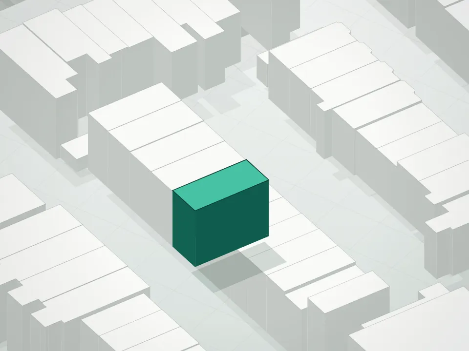 3D massing drawing of 239 President Street Condominium and neighboring buildings