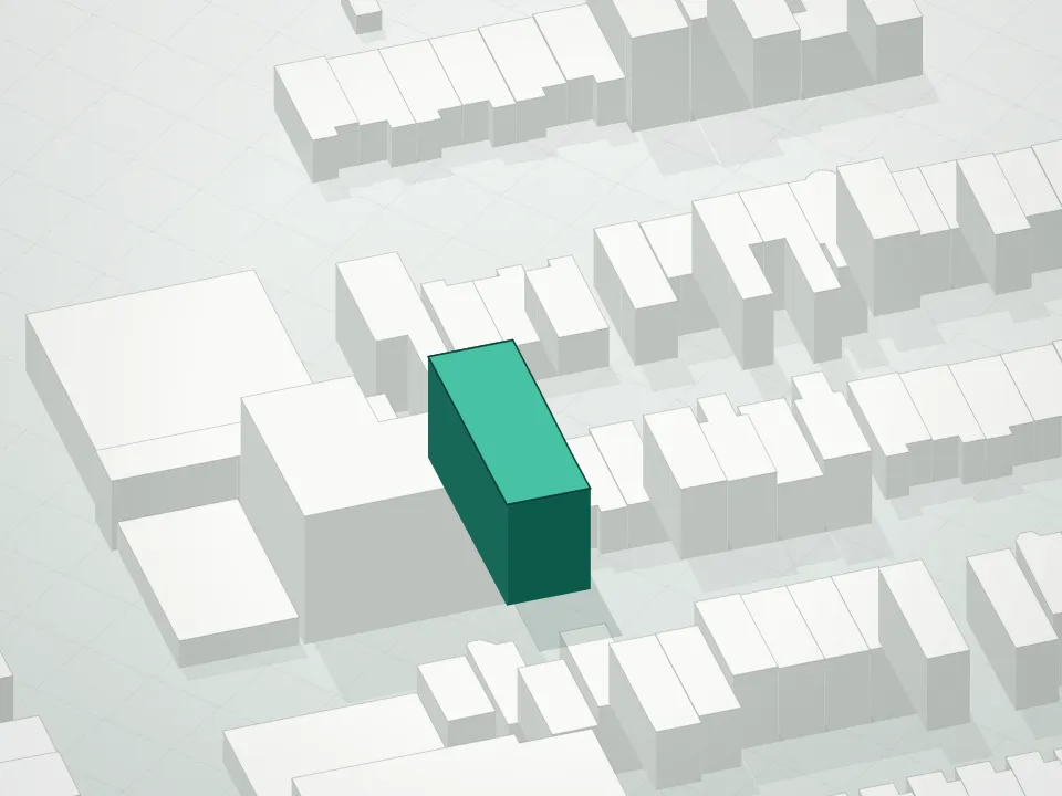 3D massing drawing of 959 Madison Street Condominium and neighboring buildings