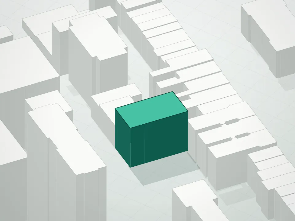 3D massing drawing of 435 W. 19th Street Condominium and neighboring buildings