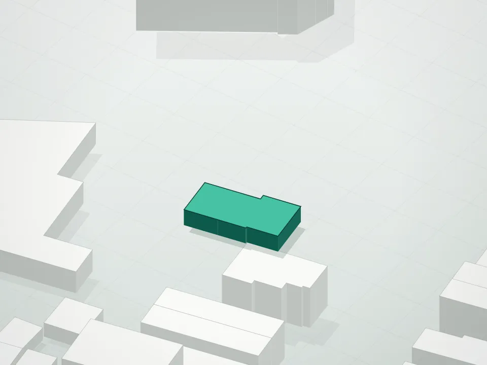 3D massing drawing of 44 Euclid Avenue Condominium and neighboring buildings
