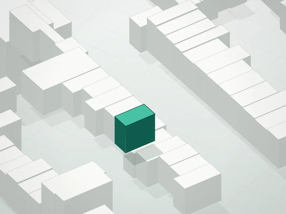 3D massing drawing of 102 Summit Street Condominium and neighboring buildings