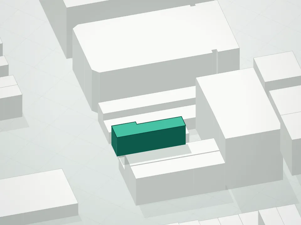 3D massing drawing of 1269 38th Street Condominium and neighboring buildings