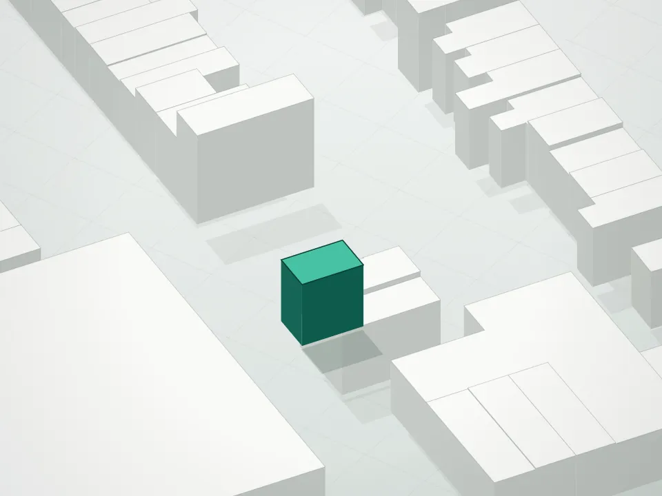 3D massing drawing of 657 Baltic Condominium and neighboring buildings