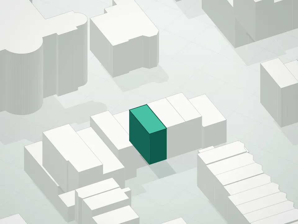 3D massing drawing of 123 Sixth Avenue Condominium and neighboring buildings