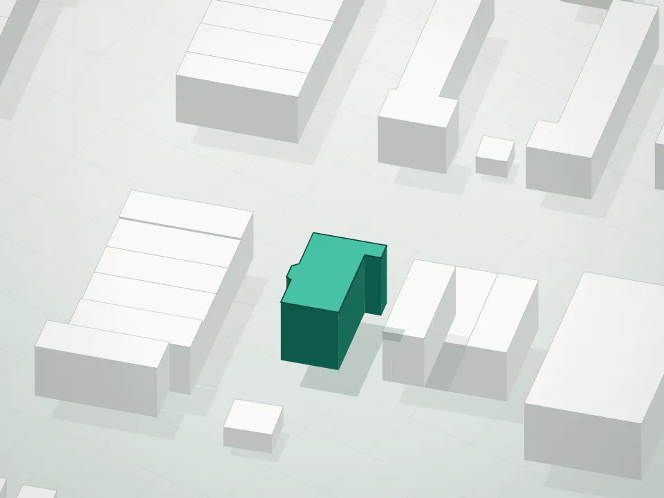 3D massing drawing of Lian Feng Condominium and neighboring buildings