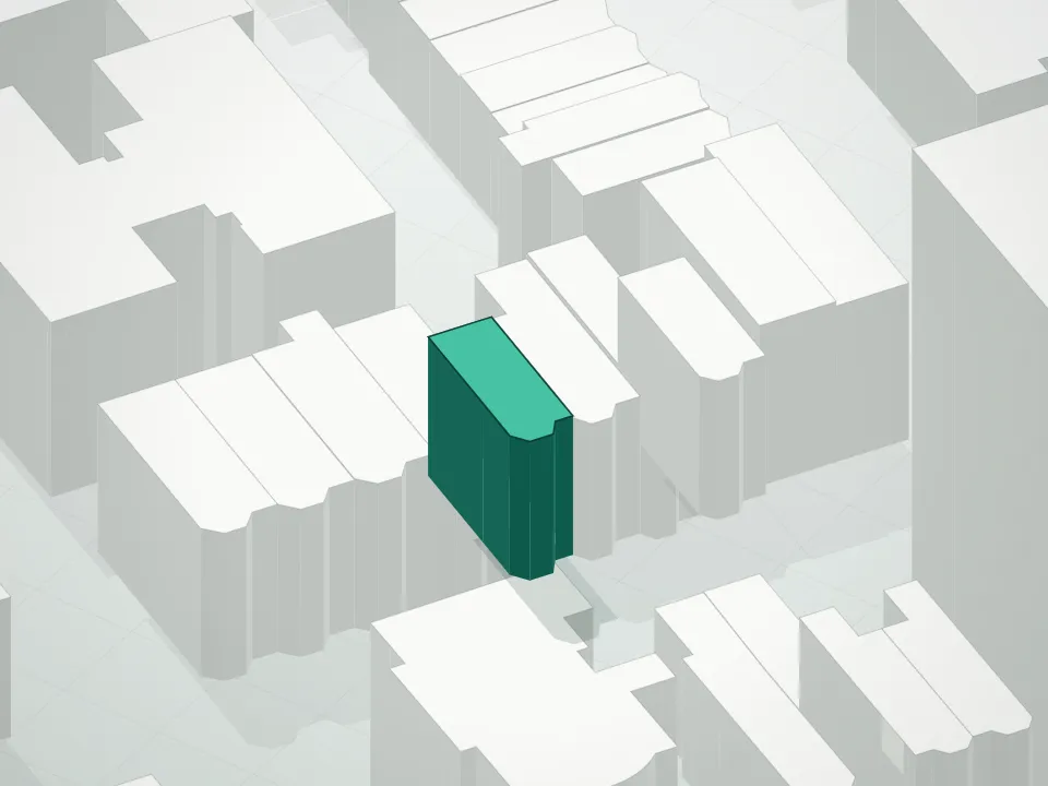 3D massing drawing of 18 Eighth Avenue Condominium and neighboring buildings