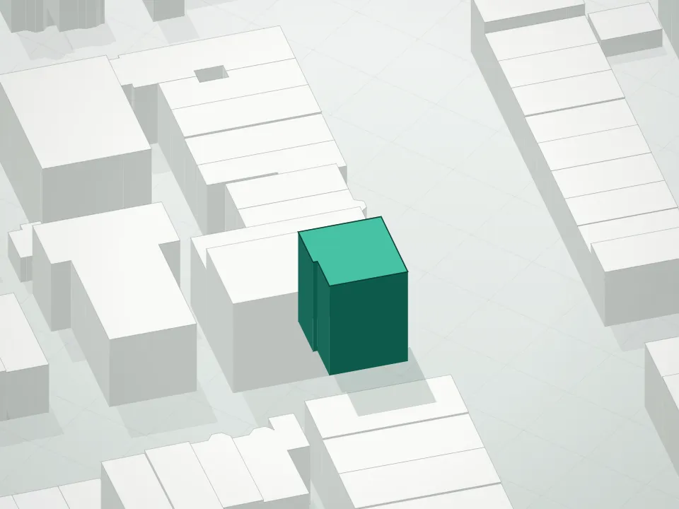 3D massing drawing of St. Nick Avenue Condominium and neighboring buildings