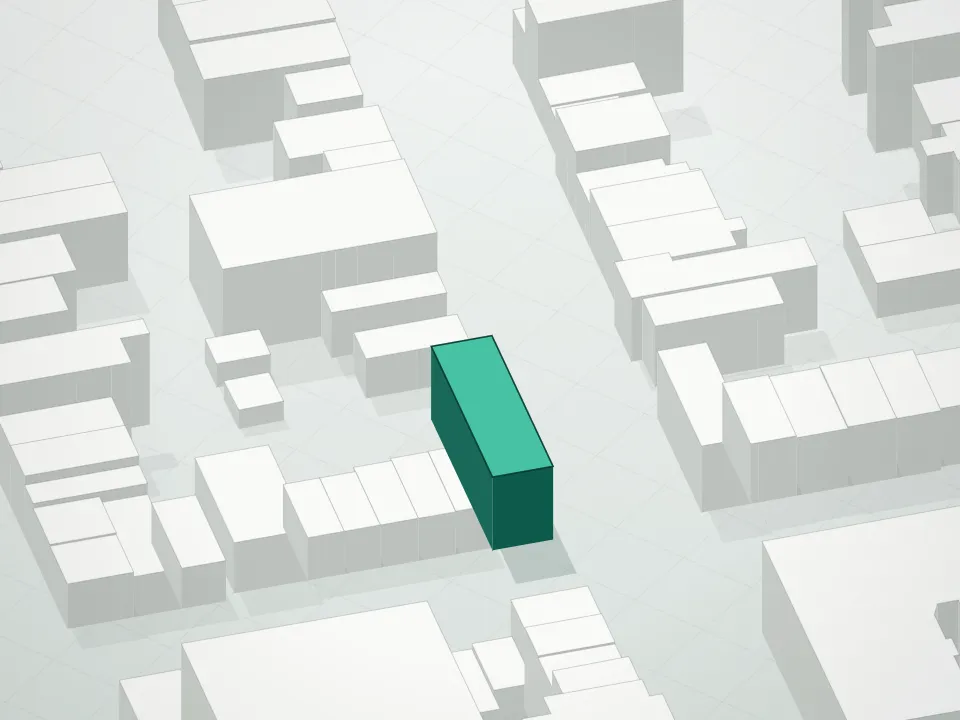 3D massing drawing of 688 6th Avenue Condominium and neighboring buildings