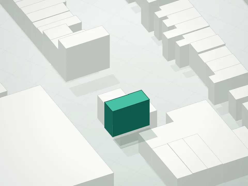 3D massing drawing of 659 Baltic Condominium and neighboring buildings