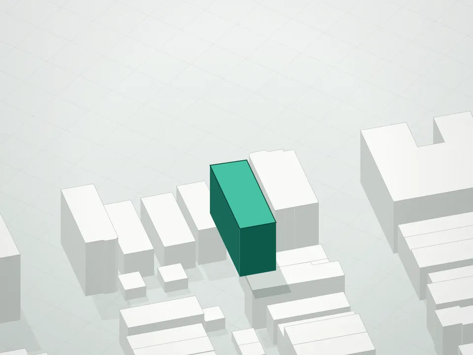 3D massing drawing of 1528 45th Street Condominium and neighboring buildings
